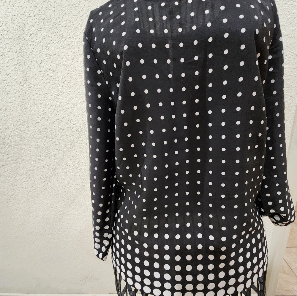 J. CREW Women's Black White Polka Dot Blouse Tunic Top Size S
